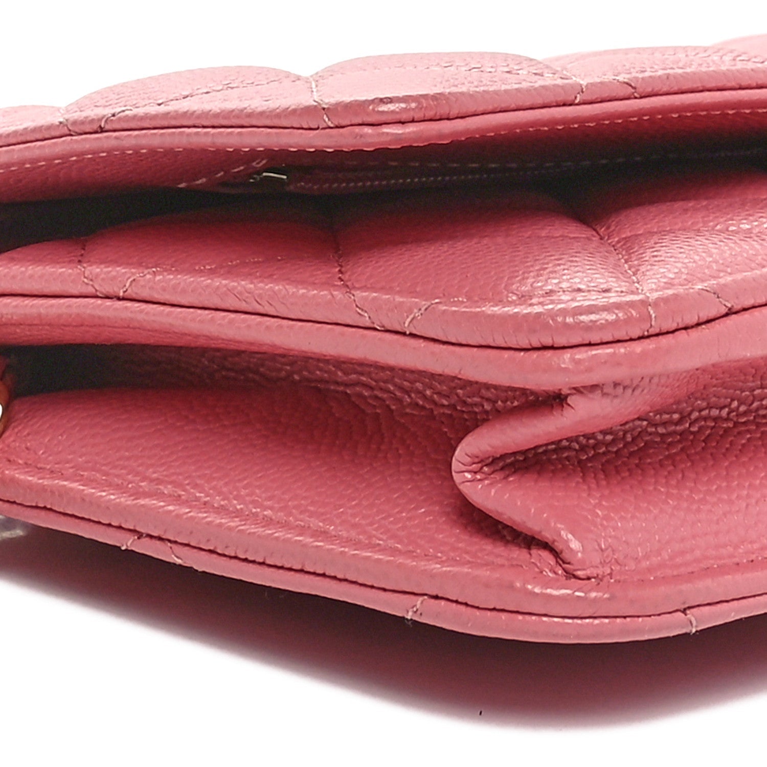 Caviar Quilted Wallet On Chain WOC Dark Pink