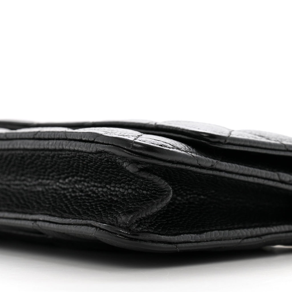 Caviar Quilted Wallet on Chain WOC Black
