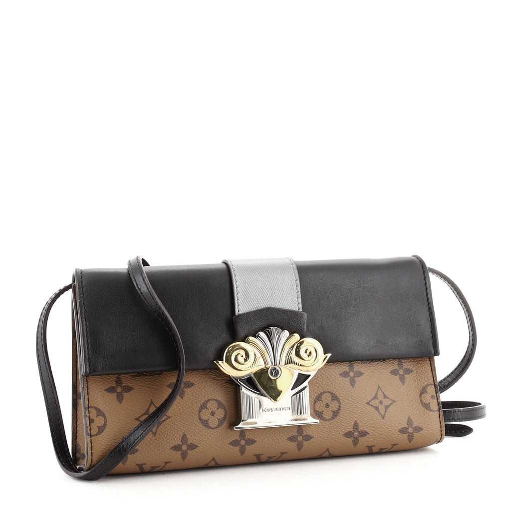 Column Clutch Reverse Monogram Canvas with Calfskin