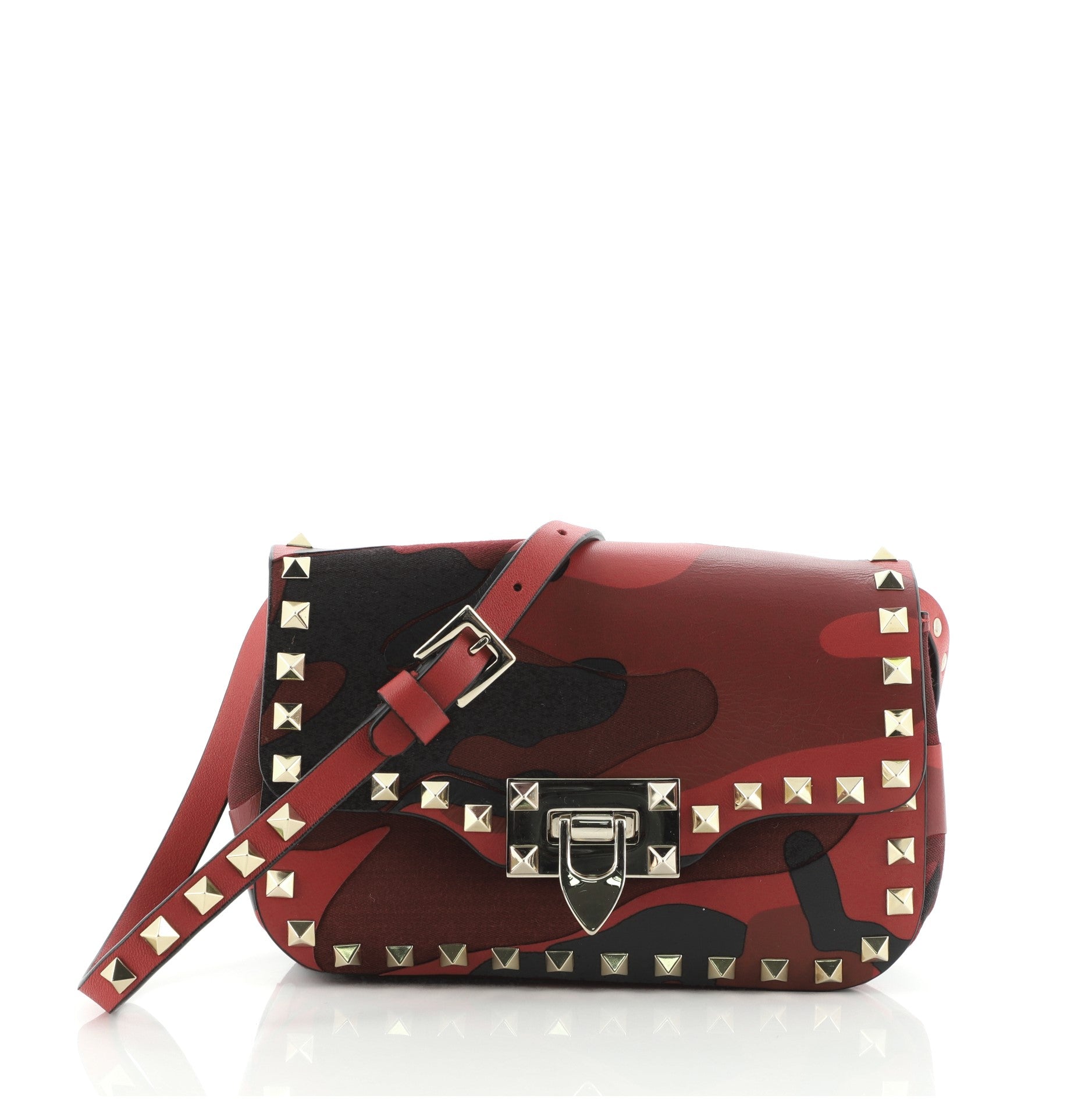 Rockstud Crossbody Bag Camo Leather and Canvas Mini