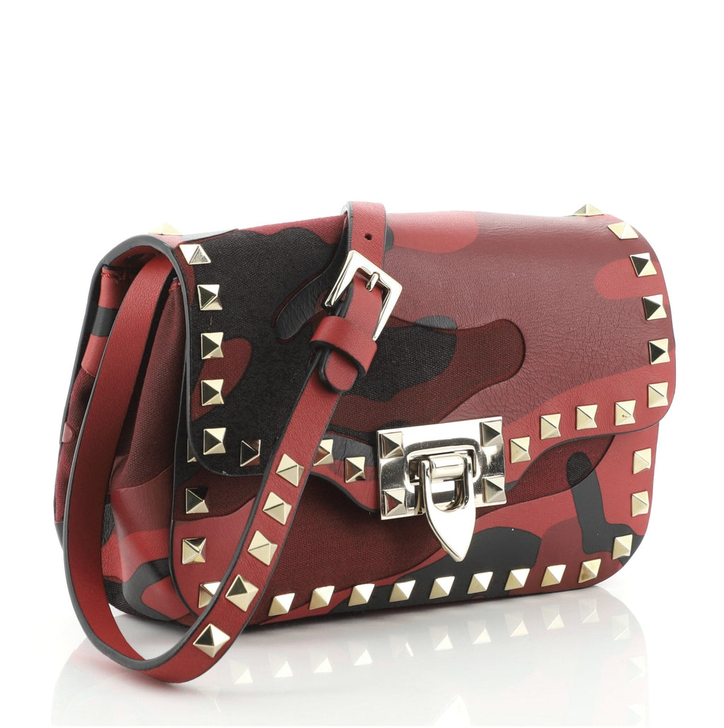 Rockstud Crossbody Bag Camo Leather and Canvas Mini