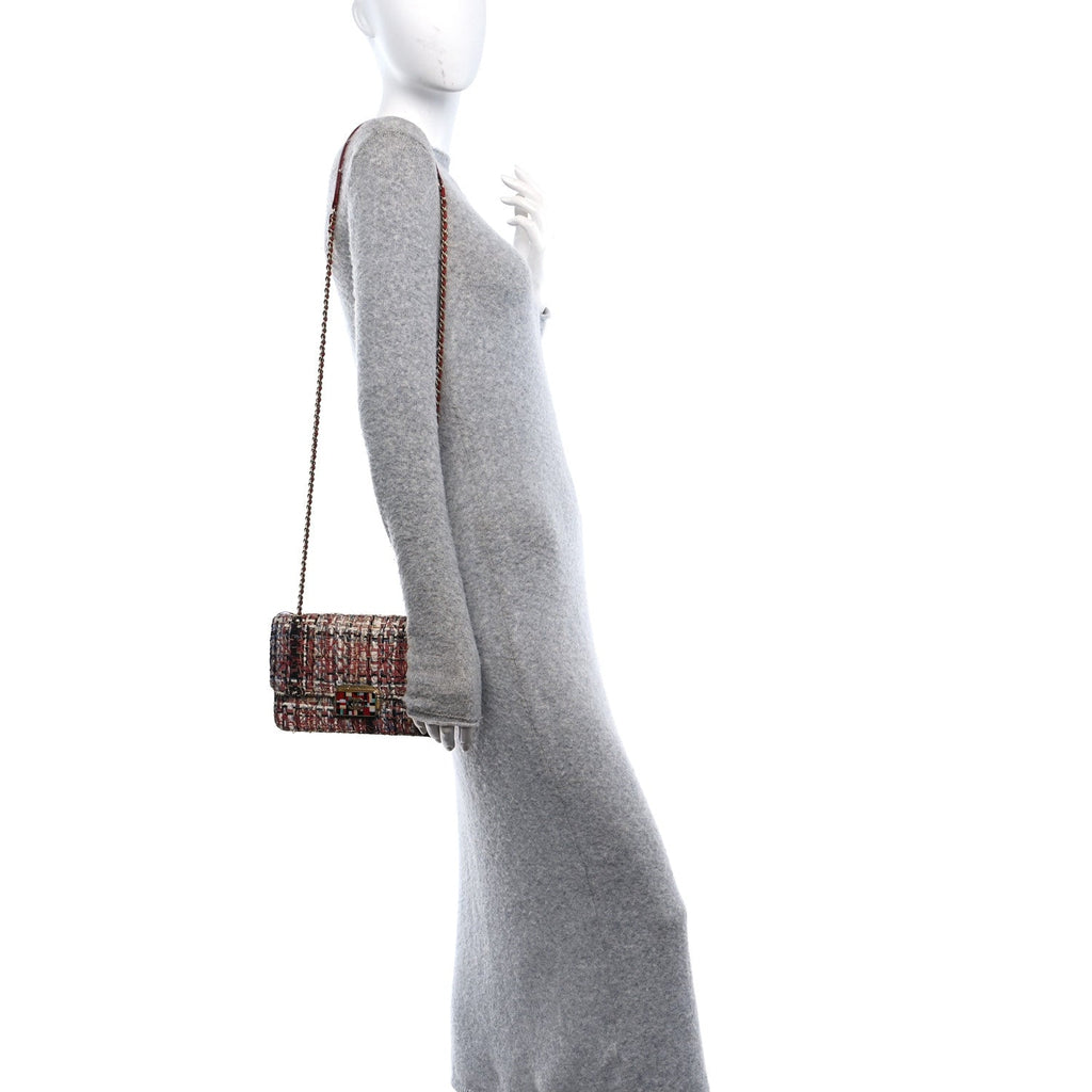 Tweed Quilted Flap Red Multicolor