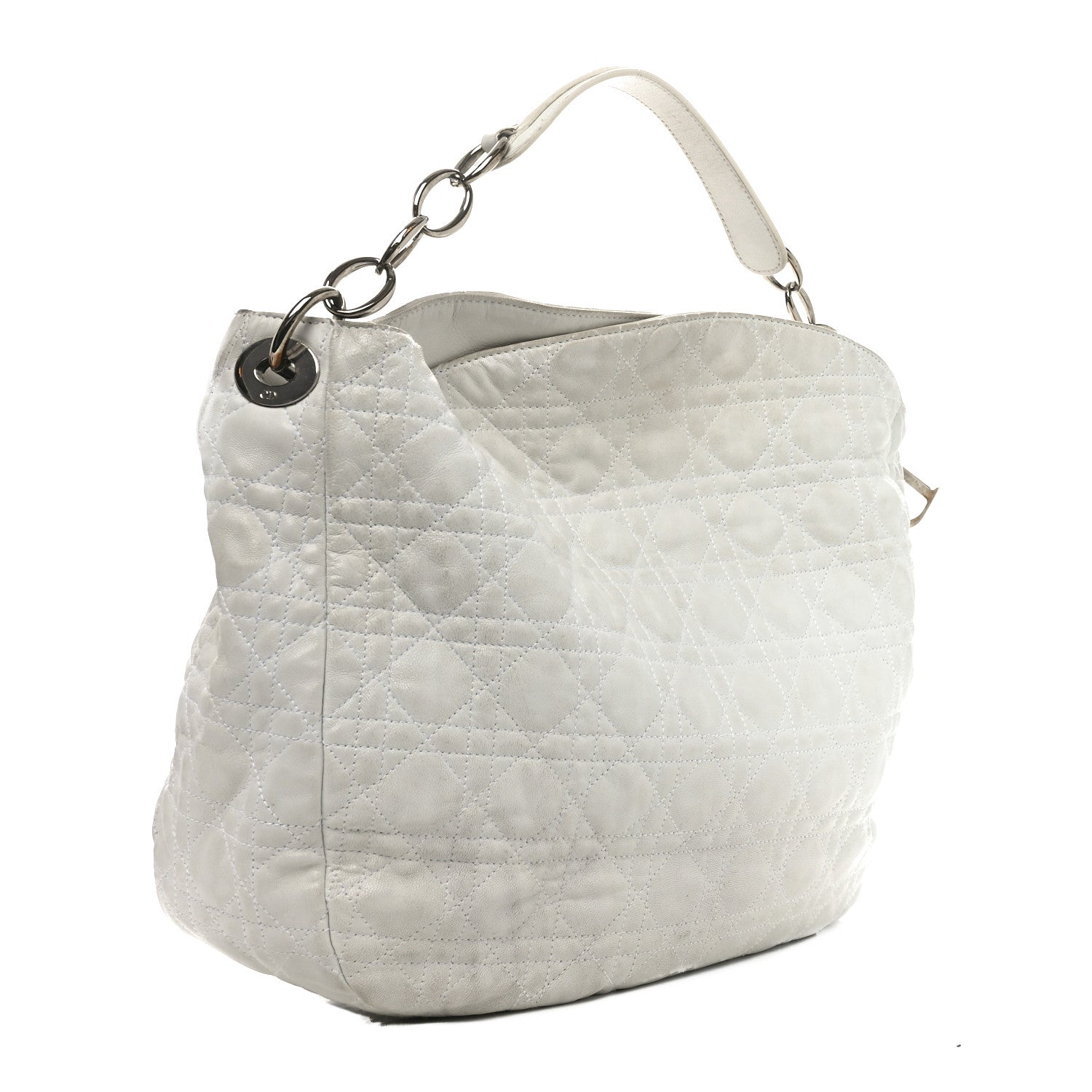 Lambskin Cannage Large Dior Soft Hobo White