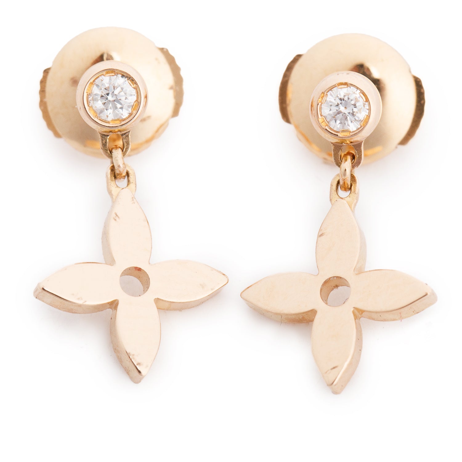 Louis Vuitton 18k Rose Gold & Diamond Idylle Blossom Stud Earrings w/ Box