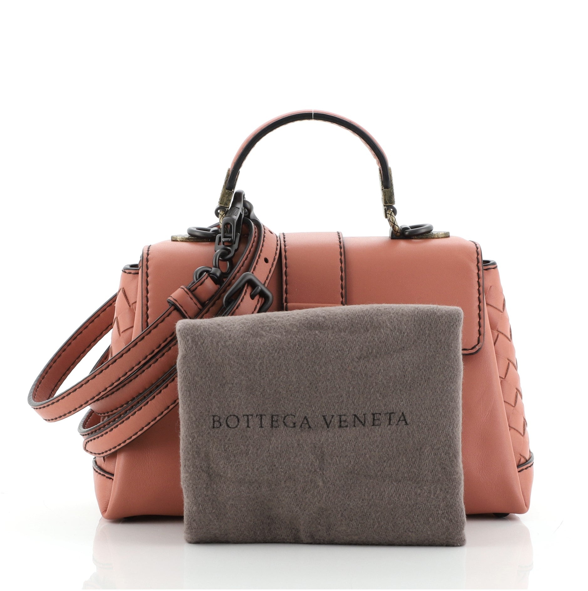 Piazza Top Handle Bag Leather with Intrecciato Detail Mini