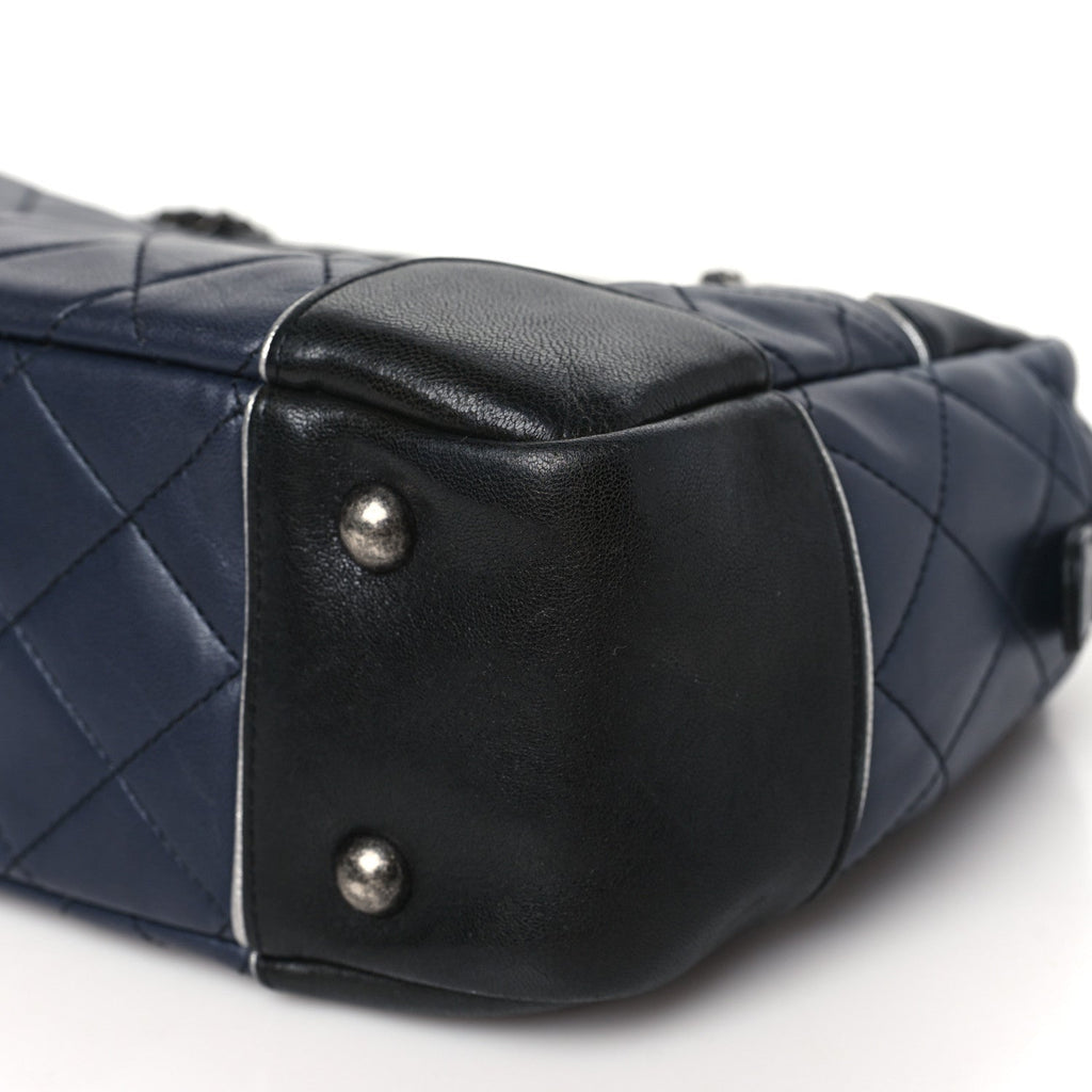 Lambskin Quilted CC Bi-Color Camera Case Navy Black