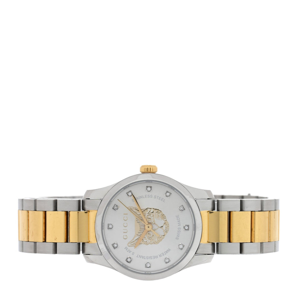 Stainless Steel Diamond 27mm G-Timeless Two Tone Cat Quartz Watch