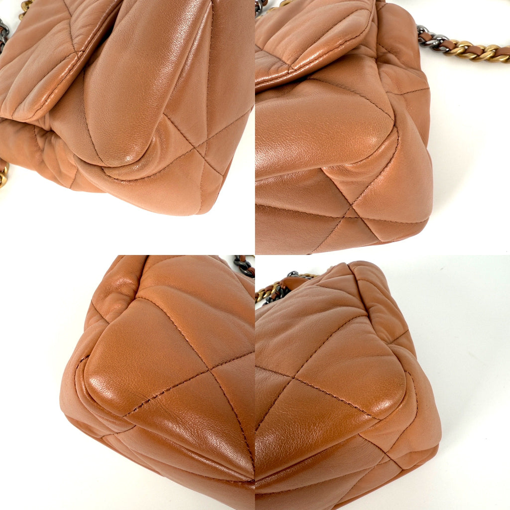 CHANEL 19 2021 Large Brown Quilted Gold Hardware Flap Bag