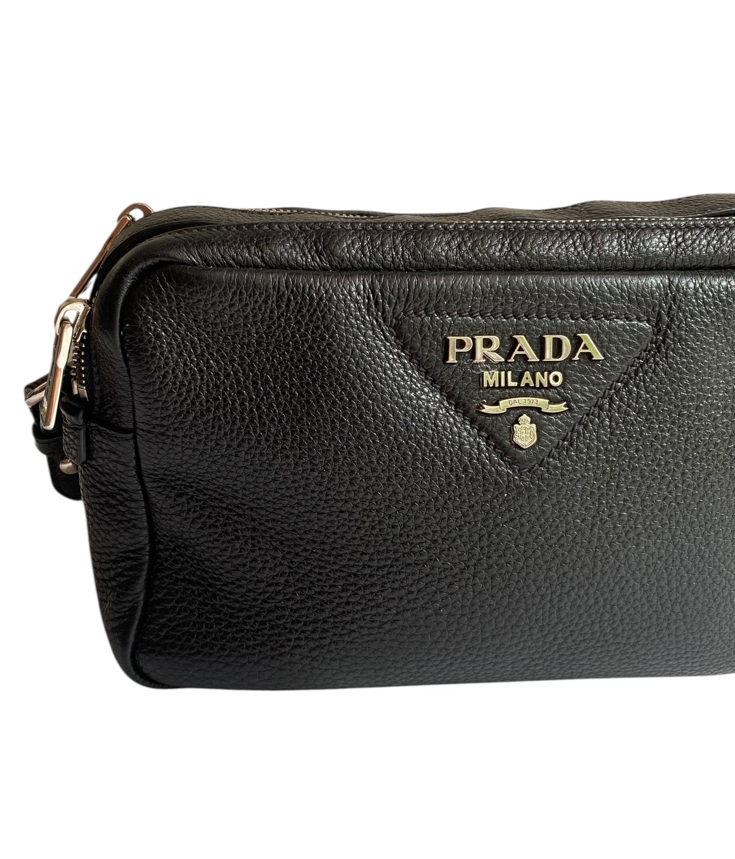 Prada Black Daino Leather Crossbody Camera Bag