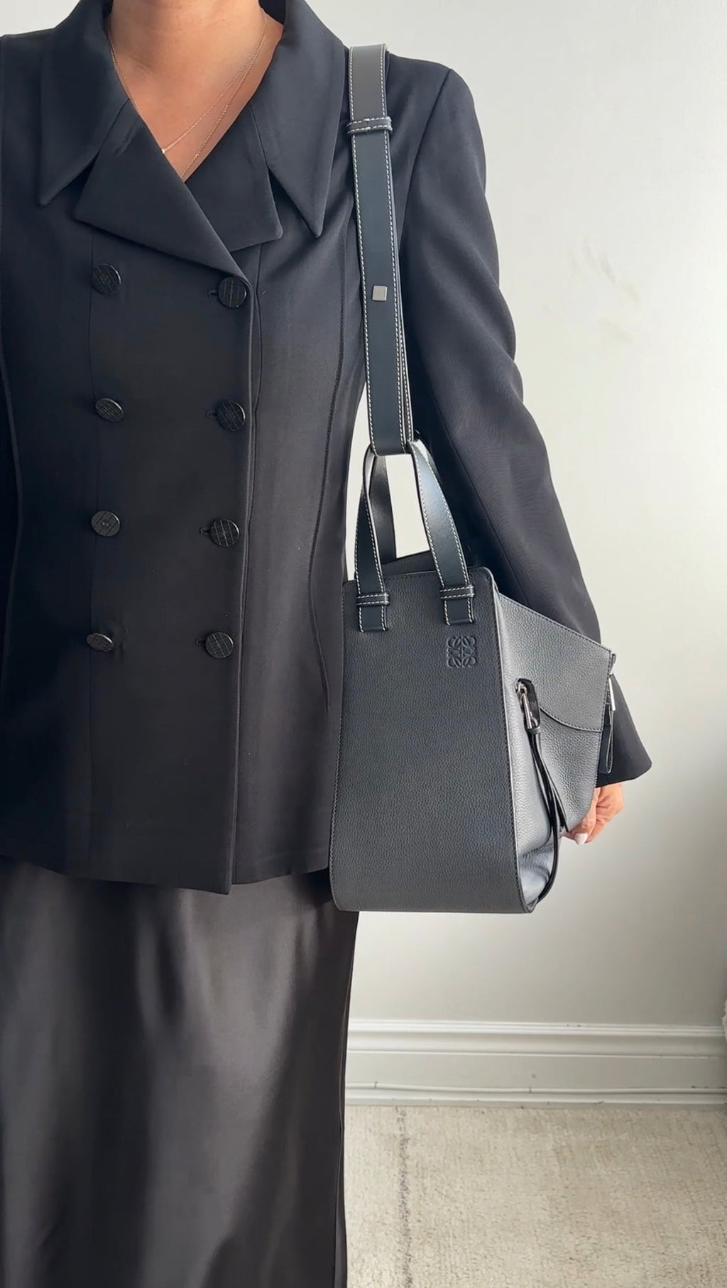 Loewe Grey Leather Hammock Two-Way Bag