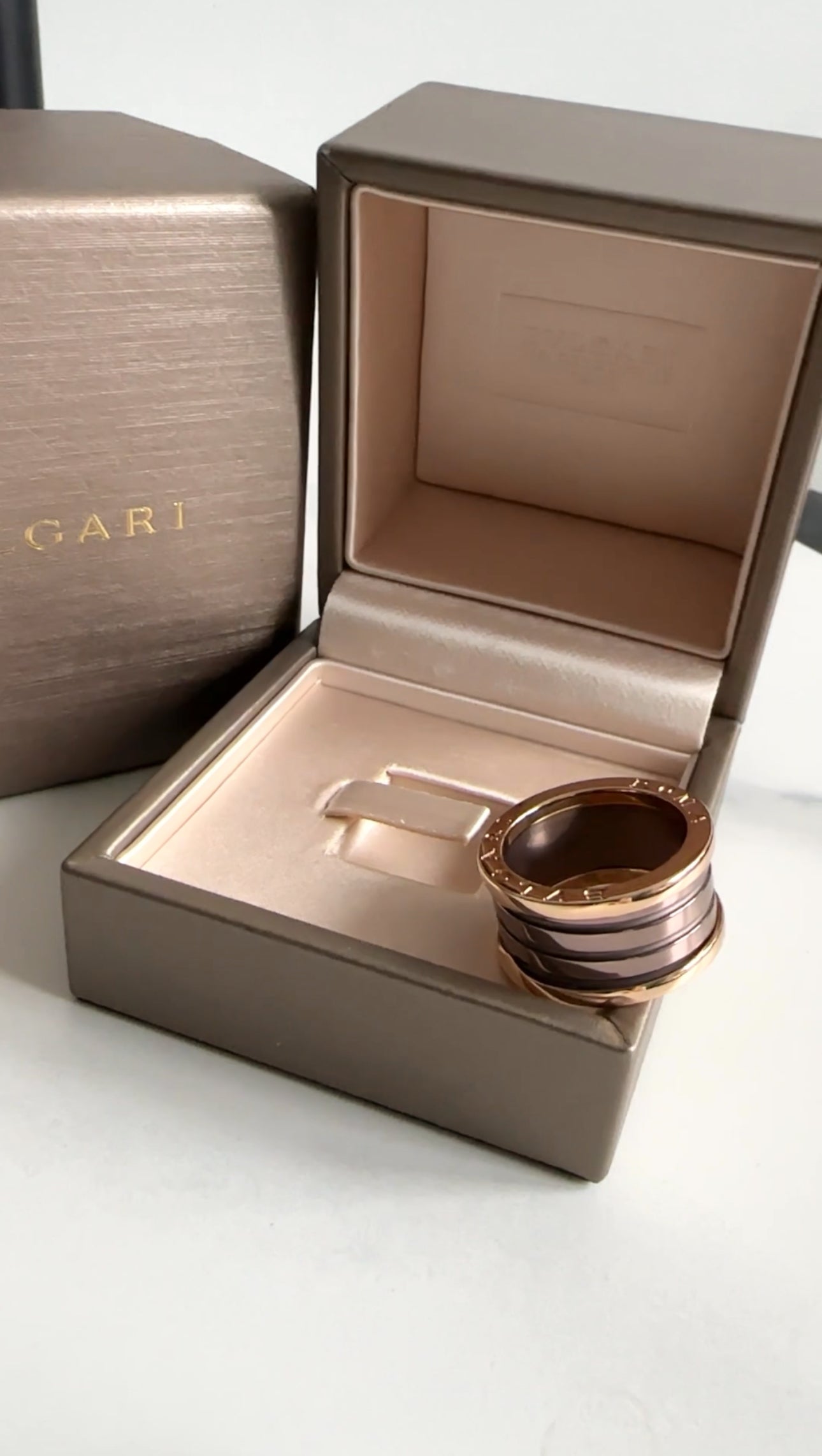 Bvlgari 18k Rose Roma B Zero 1 Gold Bronze Ceramic 4 Band Ring - 56 / 7.5