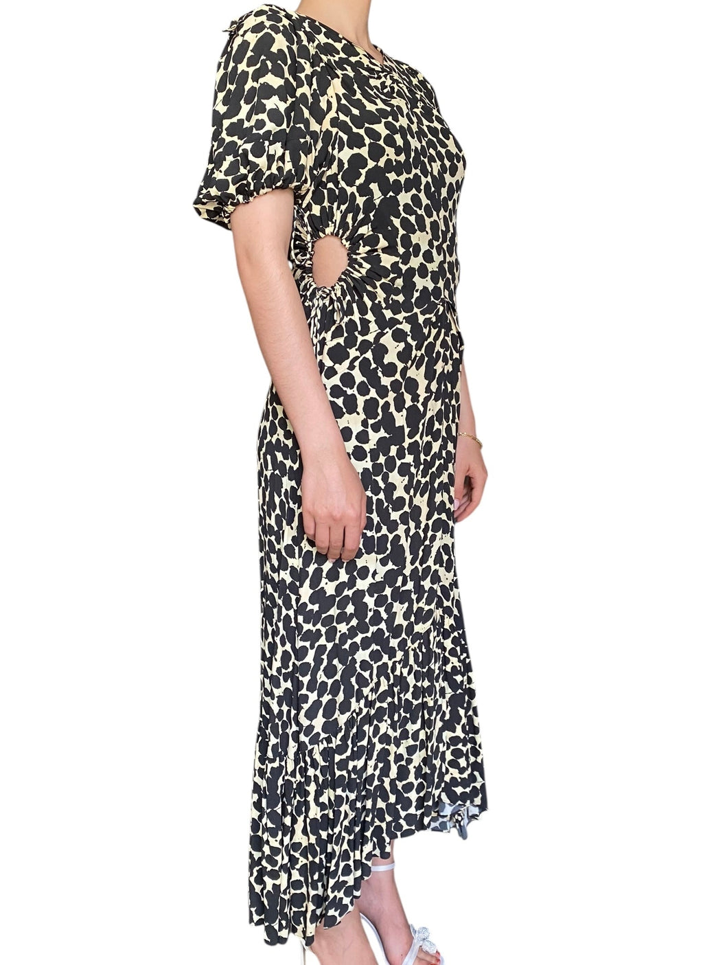 Proenza Schouler Textured Crepe Painted Dot Cinched Dress - 6