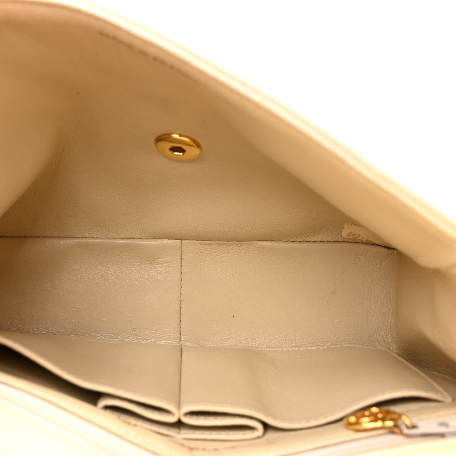 Lambskin Quilted Small Single Flap Beige