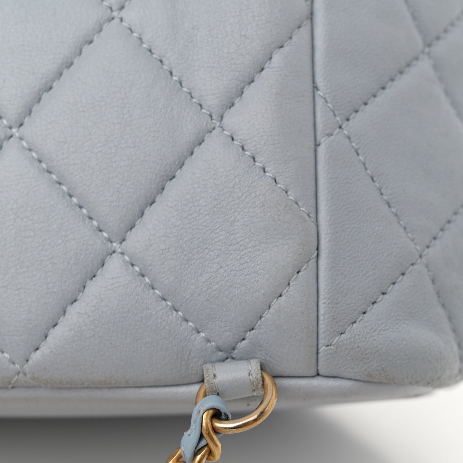 Lambskin Quilted Small Braided CC Backpack Light Blue