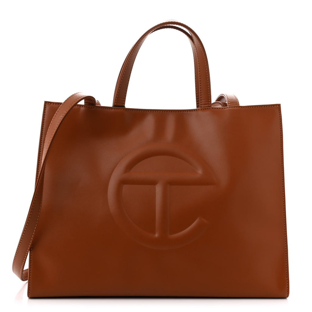 Vegan Leather Medium Shopping Bag Tan