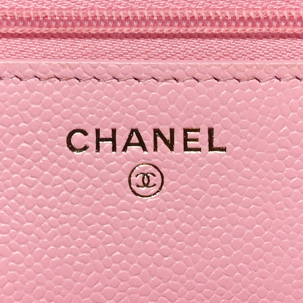 Caviar Quilted Chain CC Wallet On Chain WOC Pink