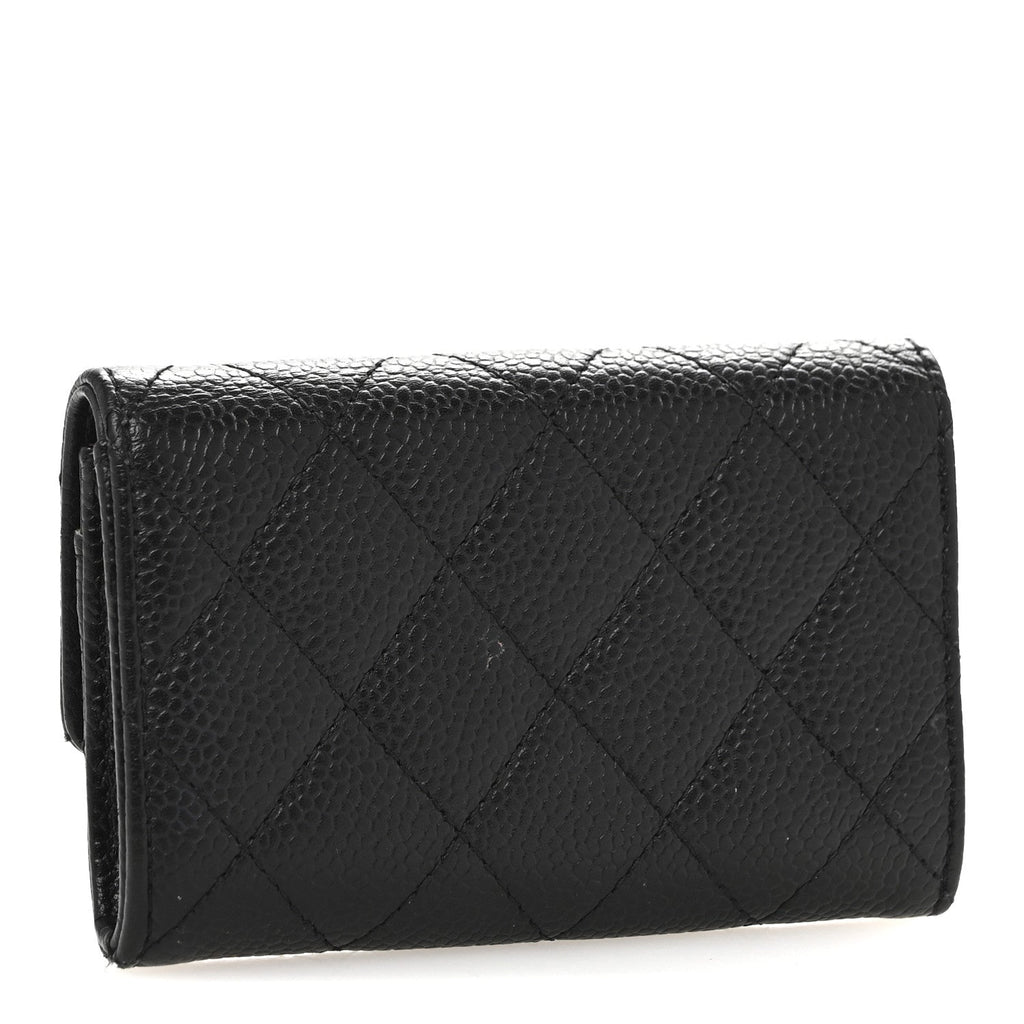 Caviar Quilted Flap  Holder Black