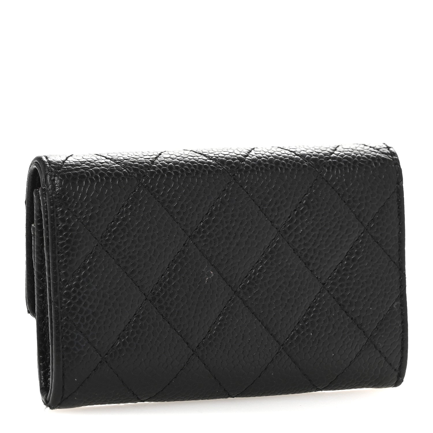 Caviar Quilted Flap  Holder Black