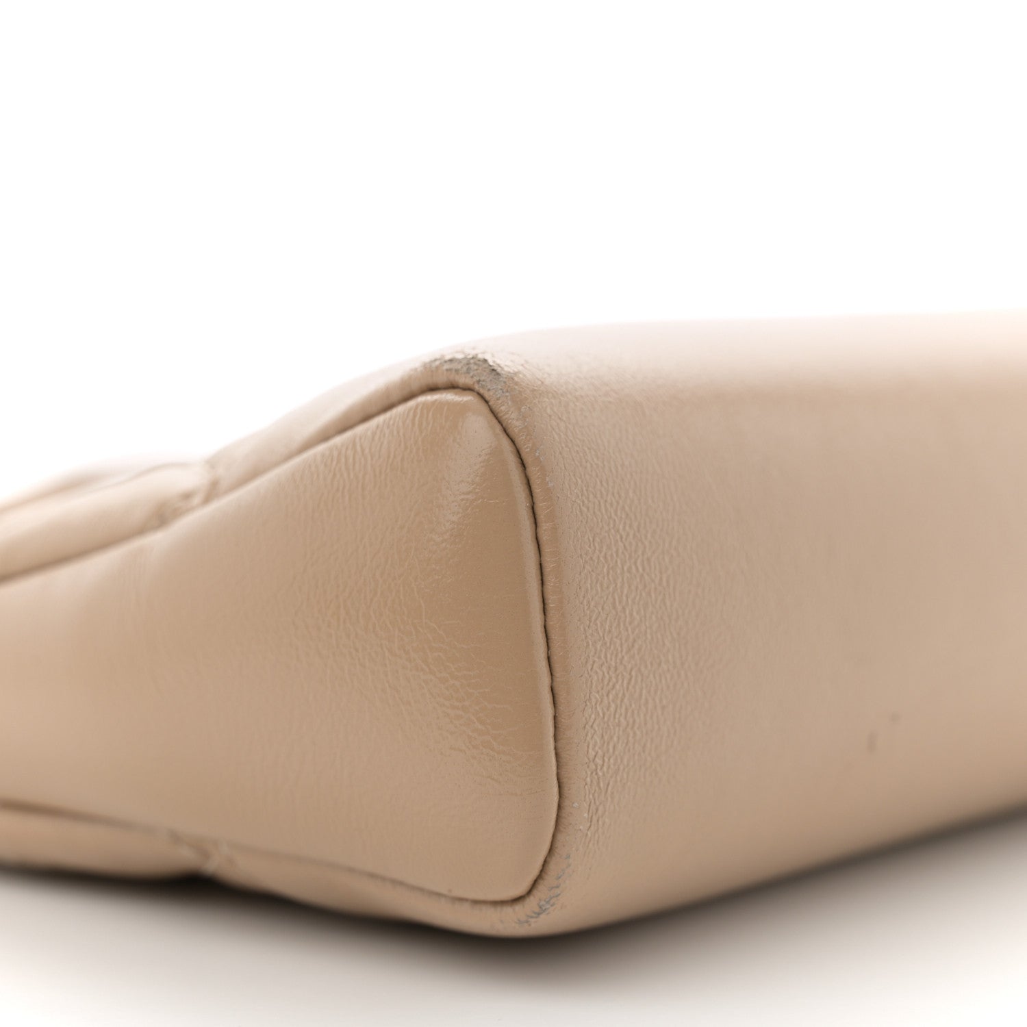 Shiny Crumpled Calfskin Quilted Mini 31 Shopping Bag Dark Beige