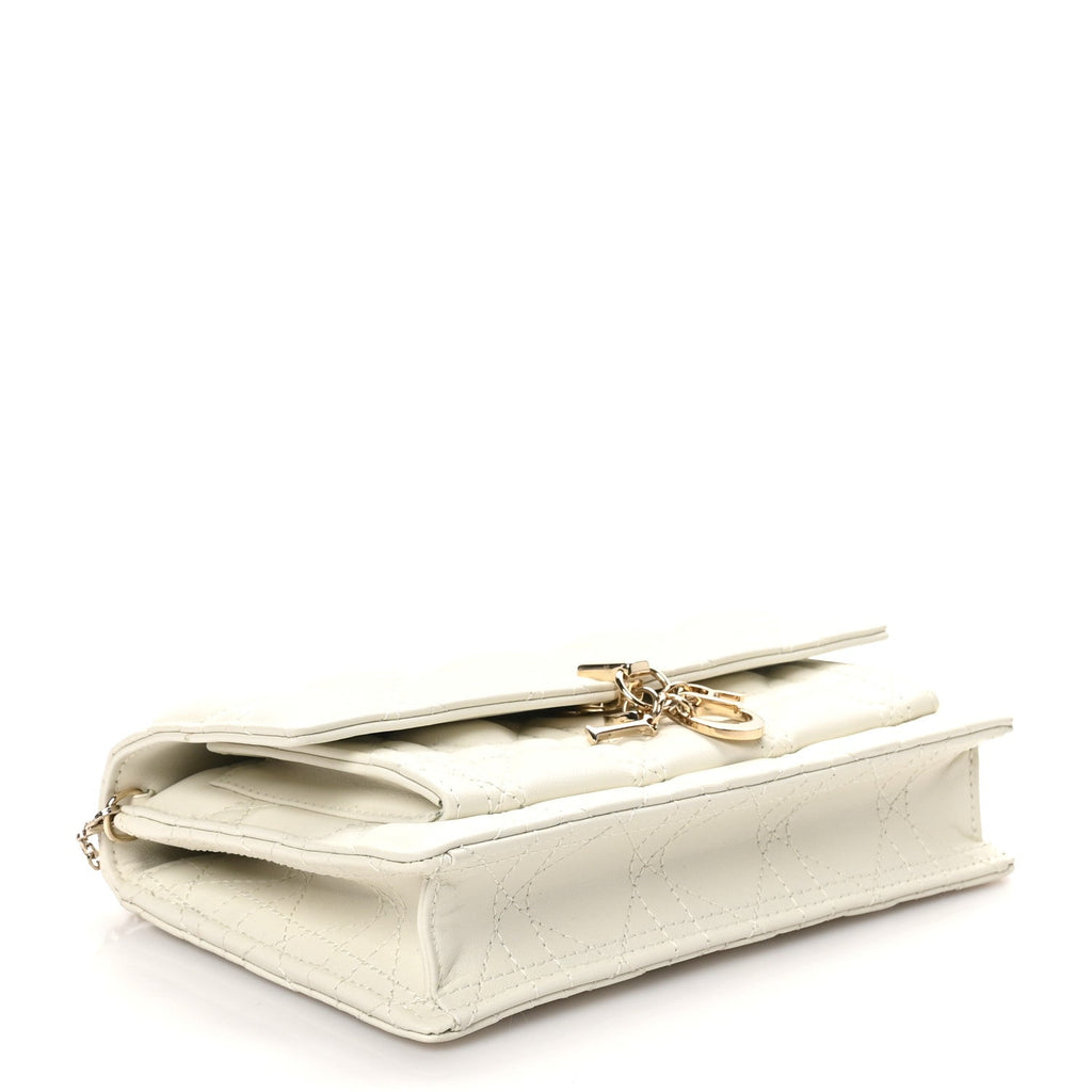 Lambskin Cannage Chain My Dior Daily Chain Pouch Latte