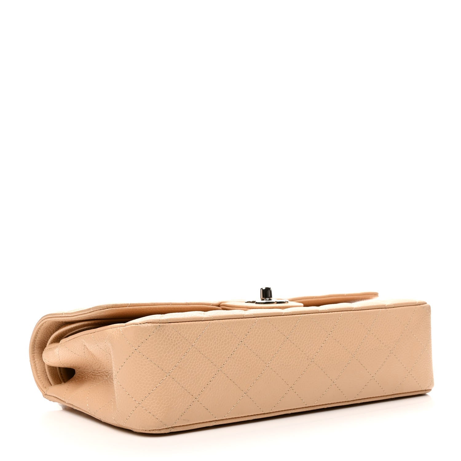 Caviar Quilted Medium Double Flap Beige Clair
