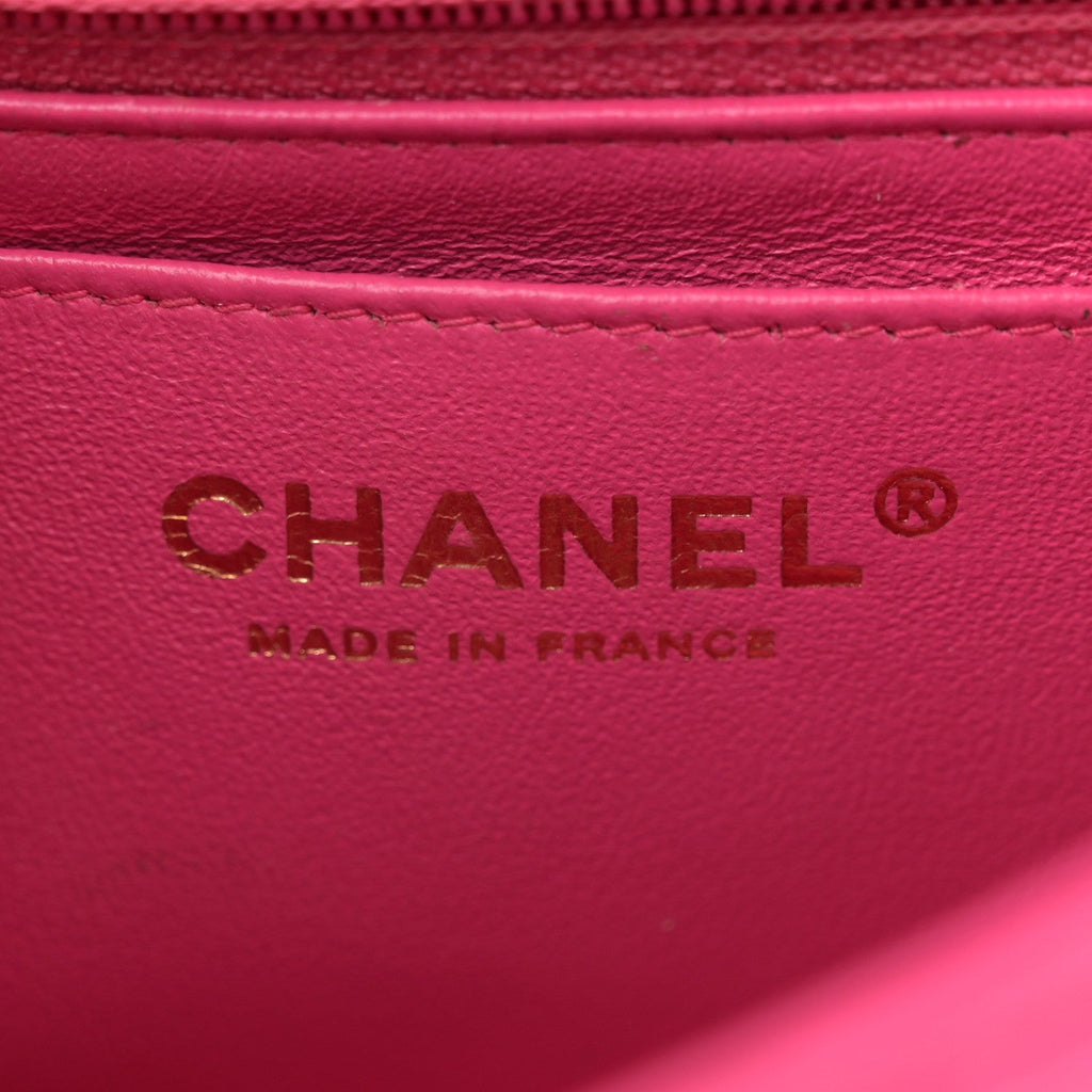 Lambskin Quilted Mini Rectangular Flap Fuchsia