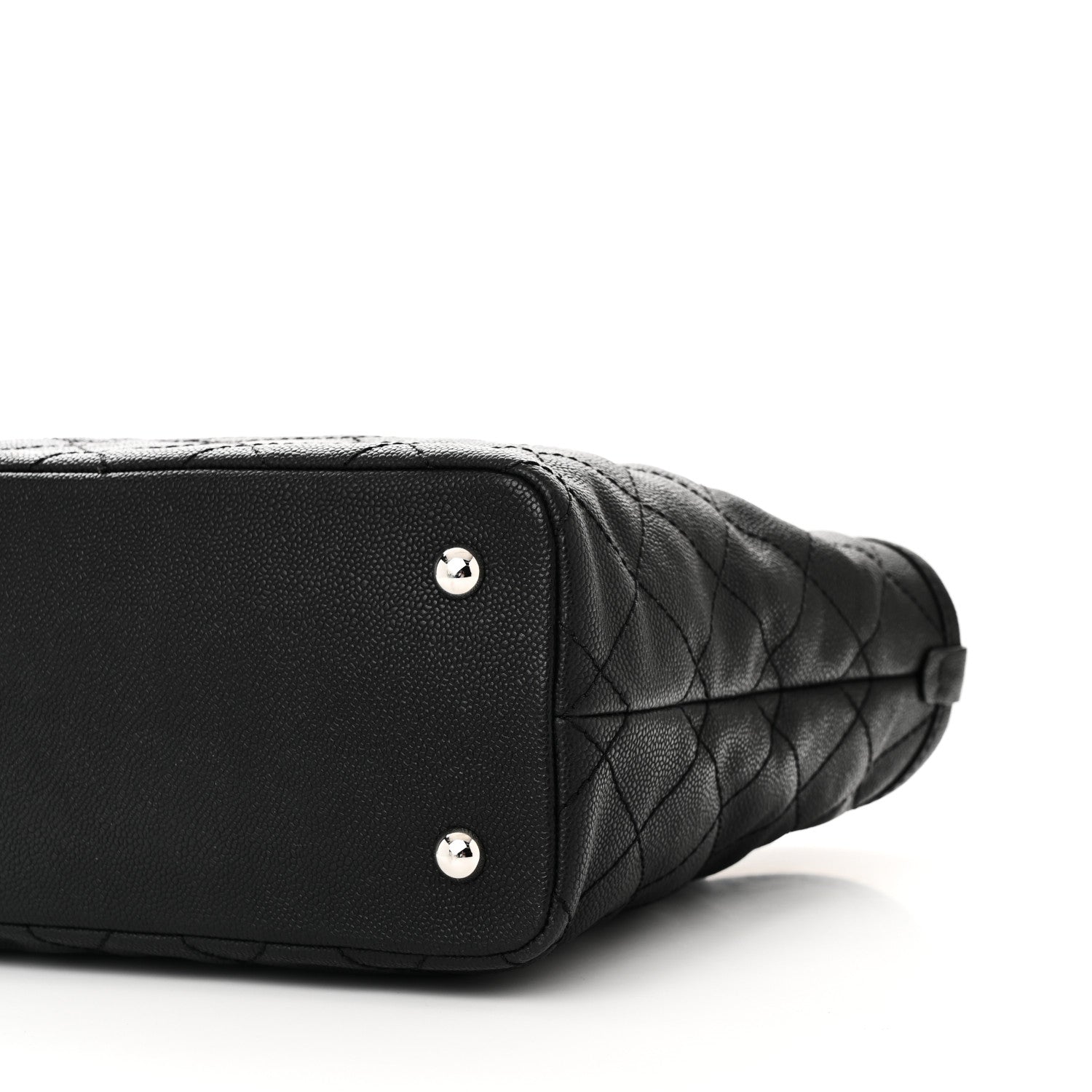 Grained Calfskin Quilted Small Daily Shopping Tote Black