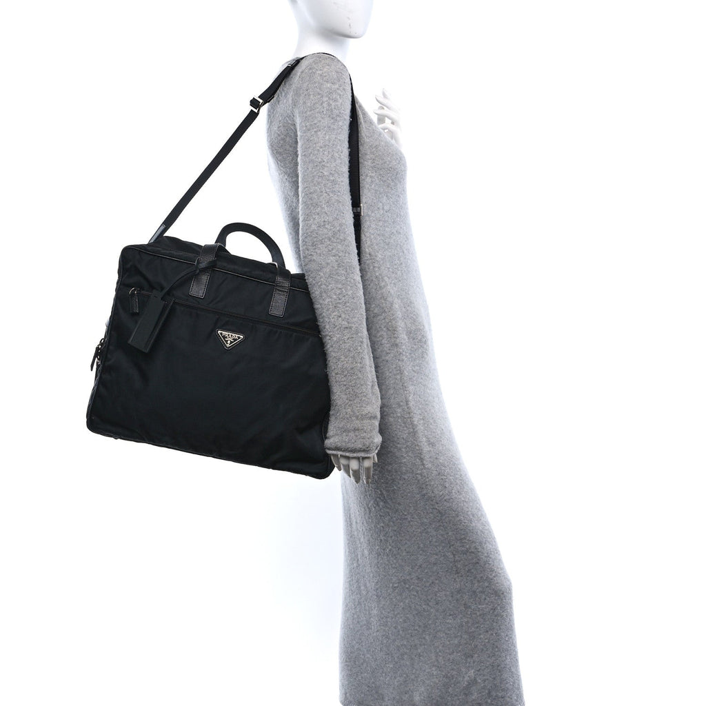 Tessuto Nylon Saffiano Briefcase Black