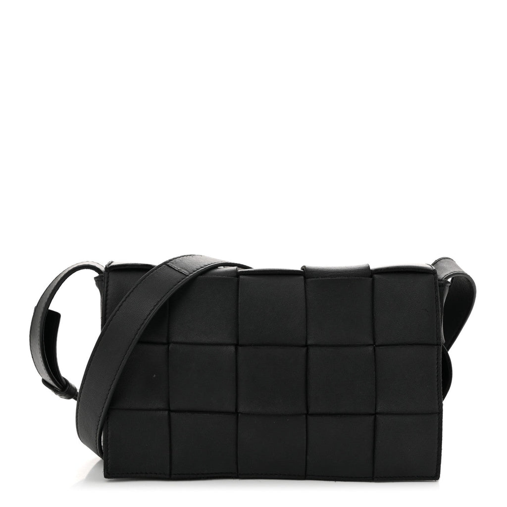 Lambskin Maxi Intrecciato Cassette Crossbody Bag Black