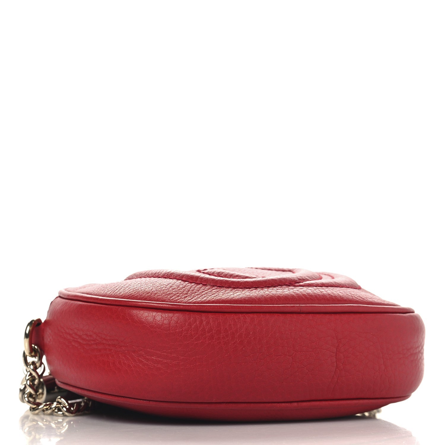 Pebbled Calfskin Mini Soho Chain Bag Tabasco Red