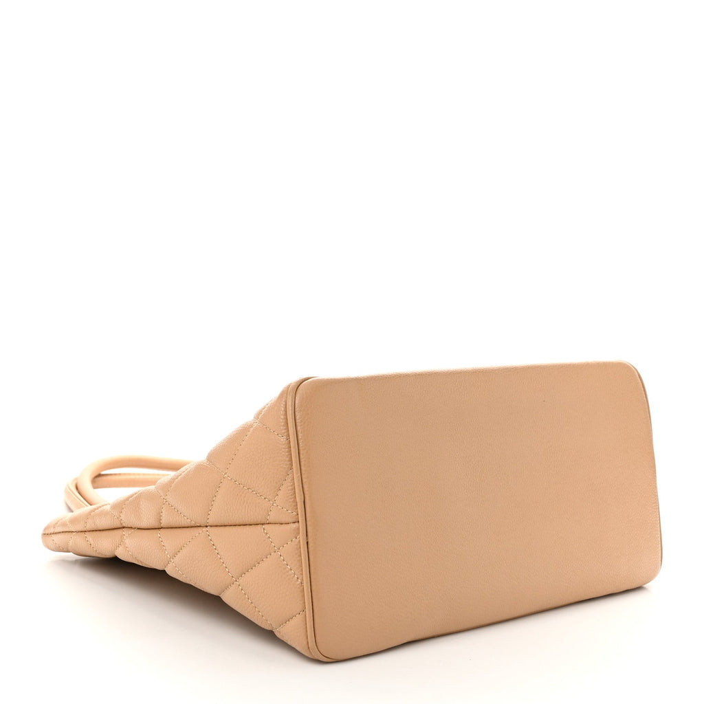 Caviar Quilted Medallion Tote Beige