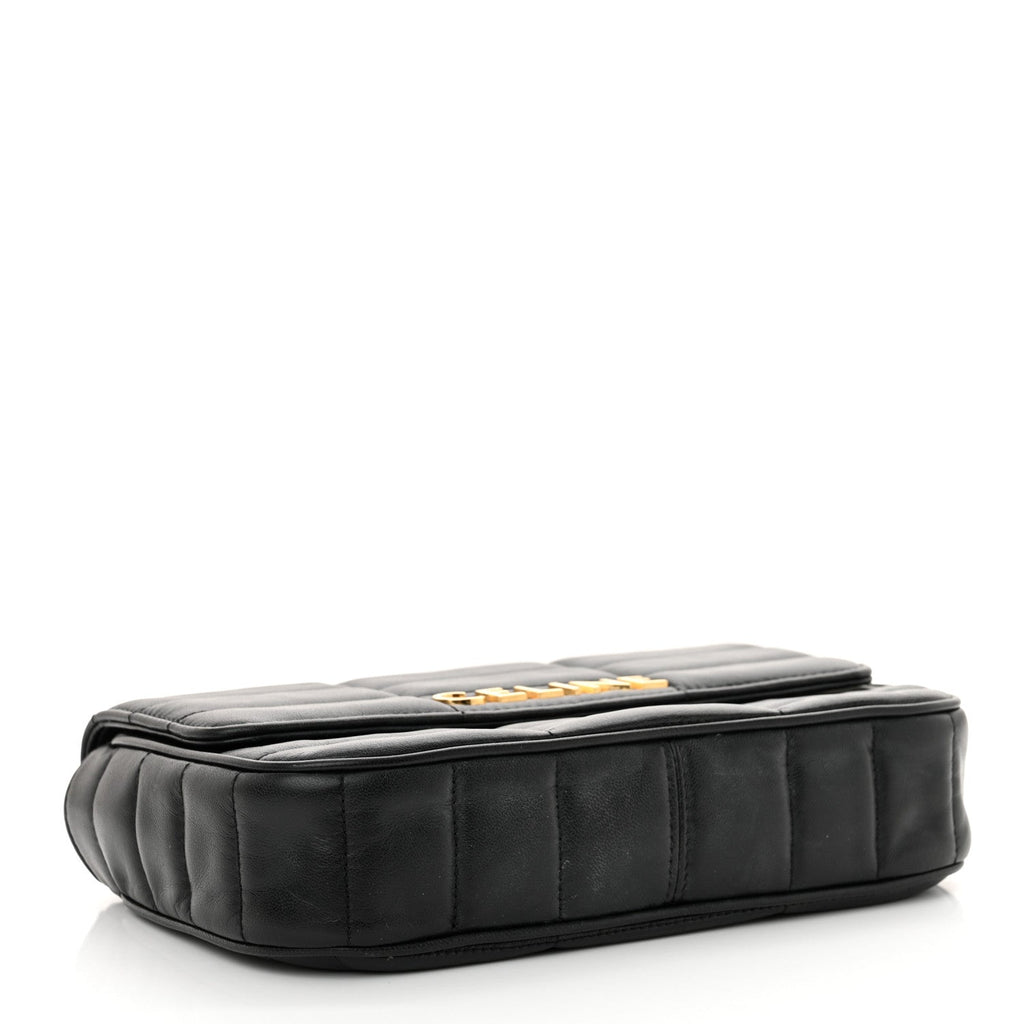 Goatskin Matelasse Chain Shoulder Bag Black