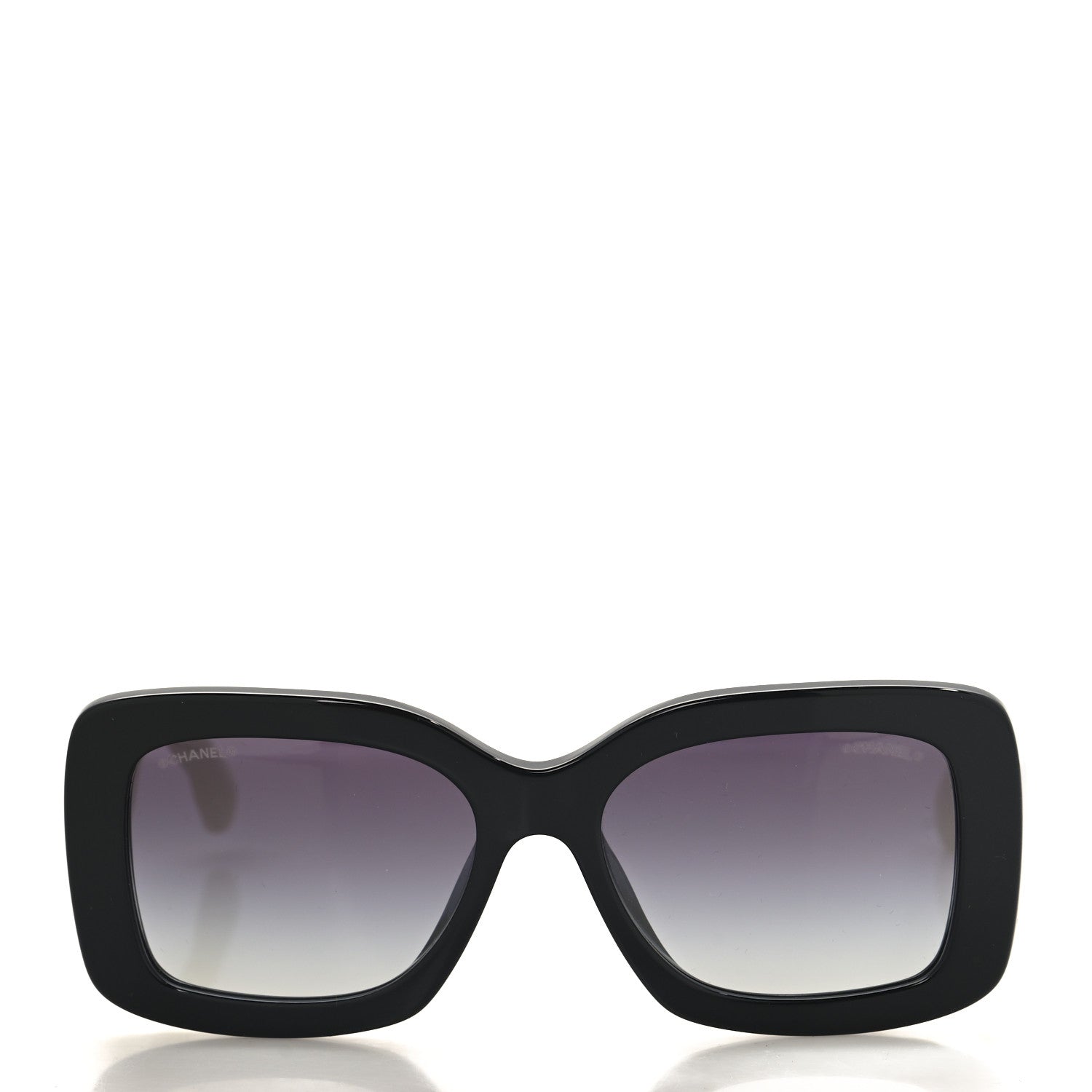 Acetate Quilted CC Rectangle Sunglasses 5483-A White Black