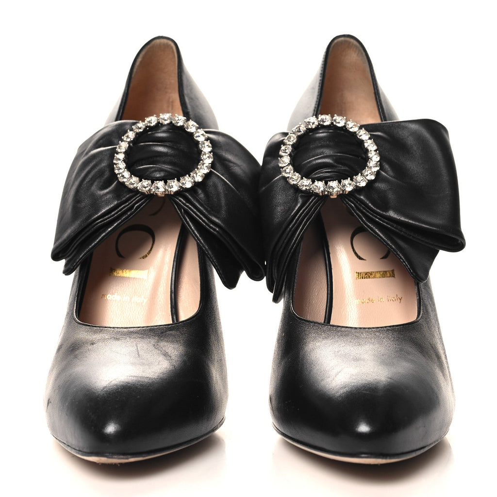 Nappa Removable Bow Elaisa Platform High Heel Pumps 39 Black
