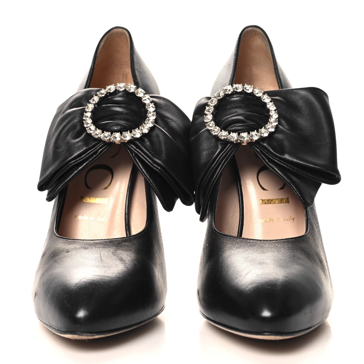 Nappa Removable Bow Elaisa Platform High Heel Pumps 39 Black
