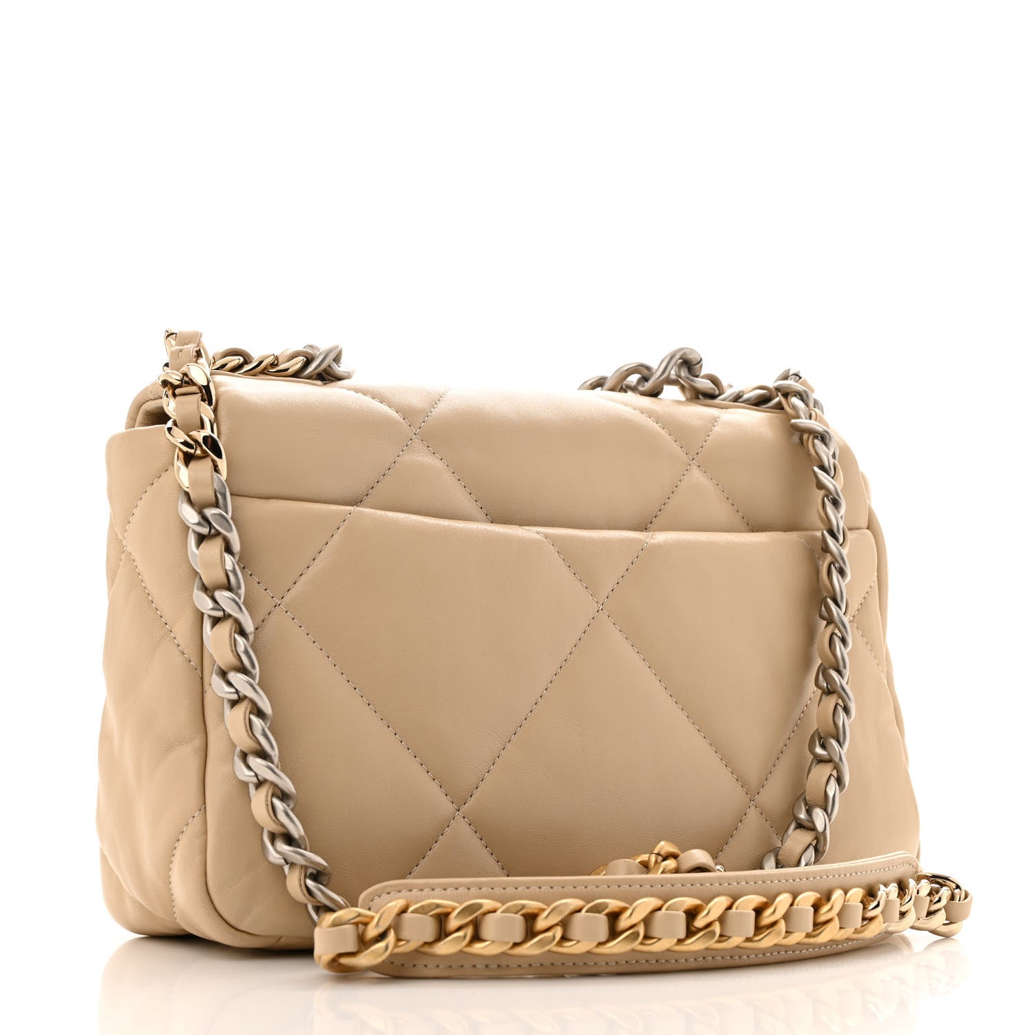 Lambskin Quilted Medium Chanel 19 Flap Light Beige