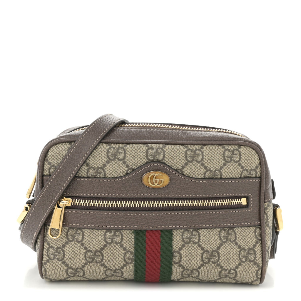 GG Supreme Monogram Web Mini Ophidia Shoulder Bag Brown