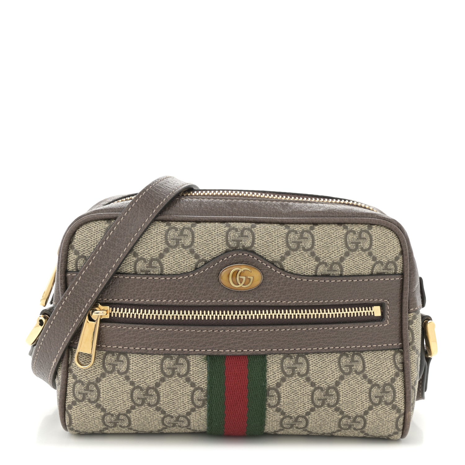 GG Supreme Monogram Web Mini Ophidia Shoulder Bag Brown