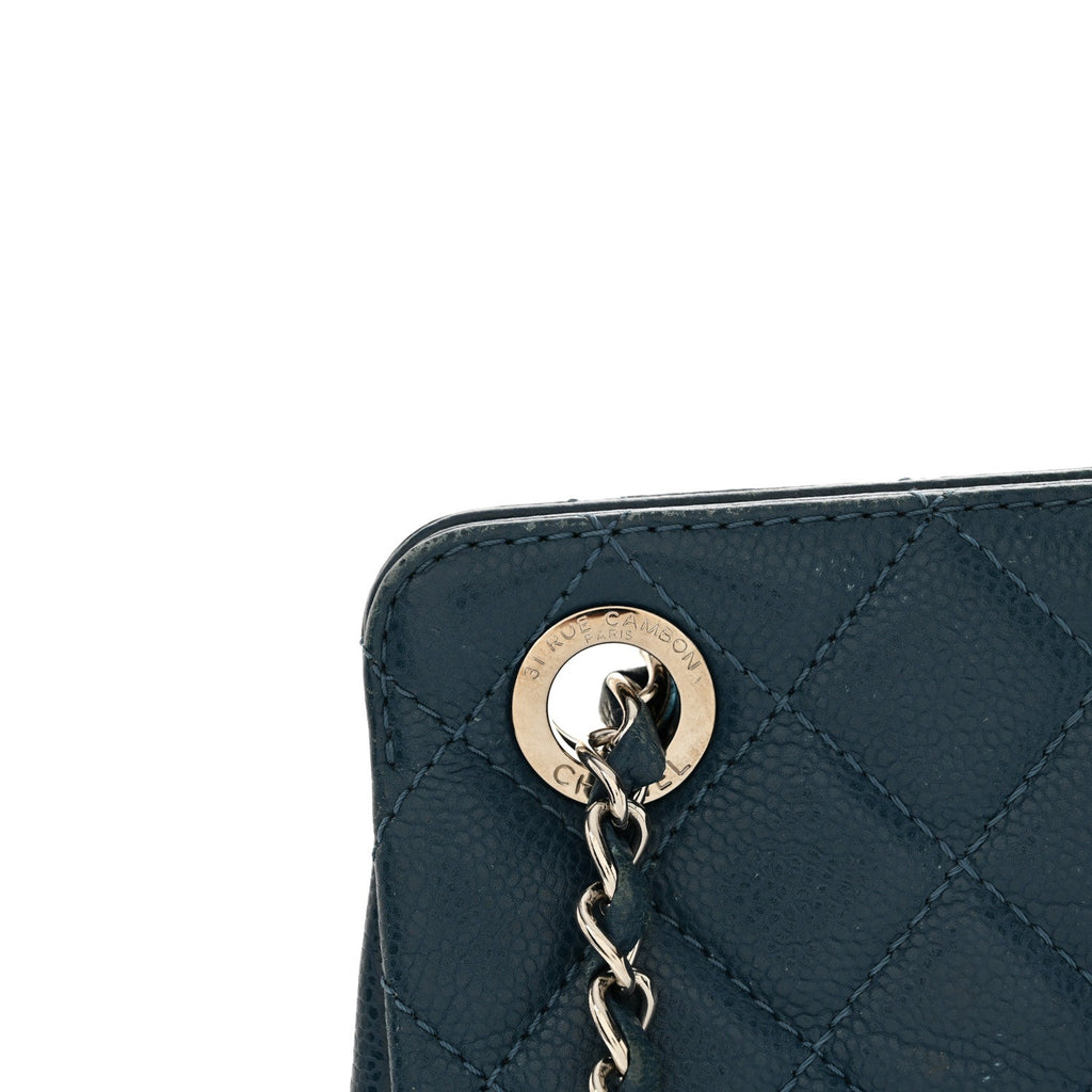 Caviar Quilted Timeless CC Shopping Tote Blue