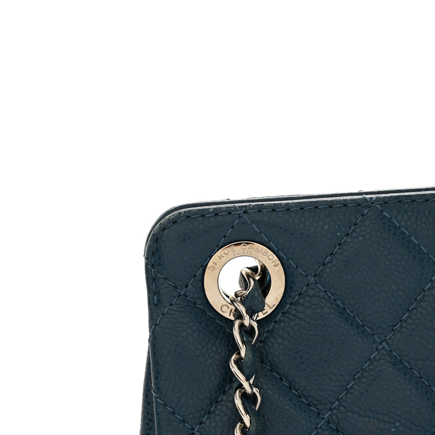 Caviar Quilted Timeless CC Shopping Tote Blue