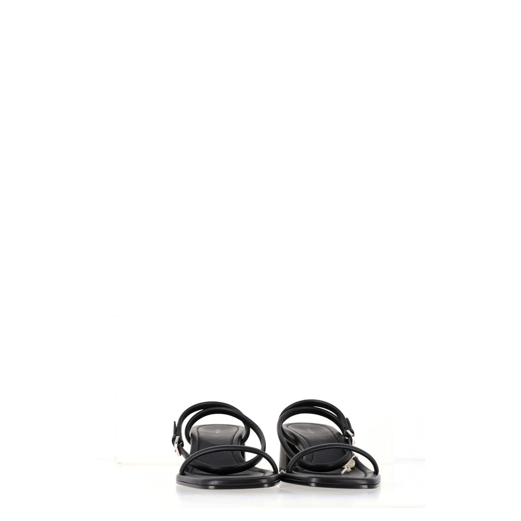 The Row Kate Block-Heel Sandals in Black Leather