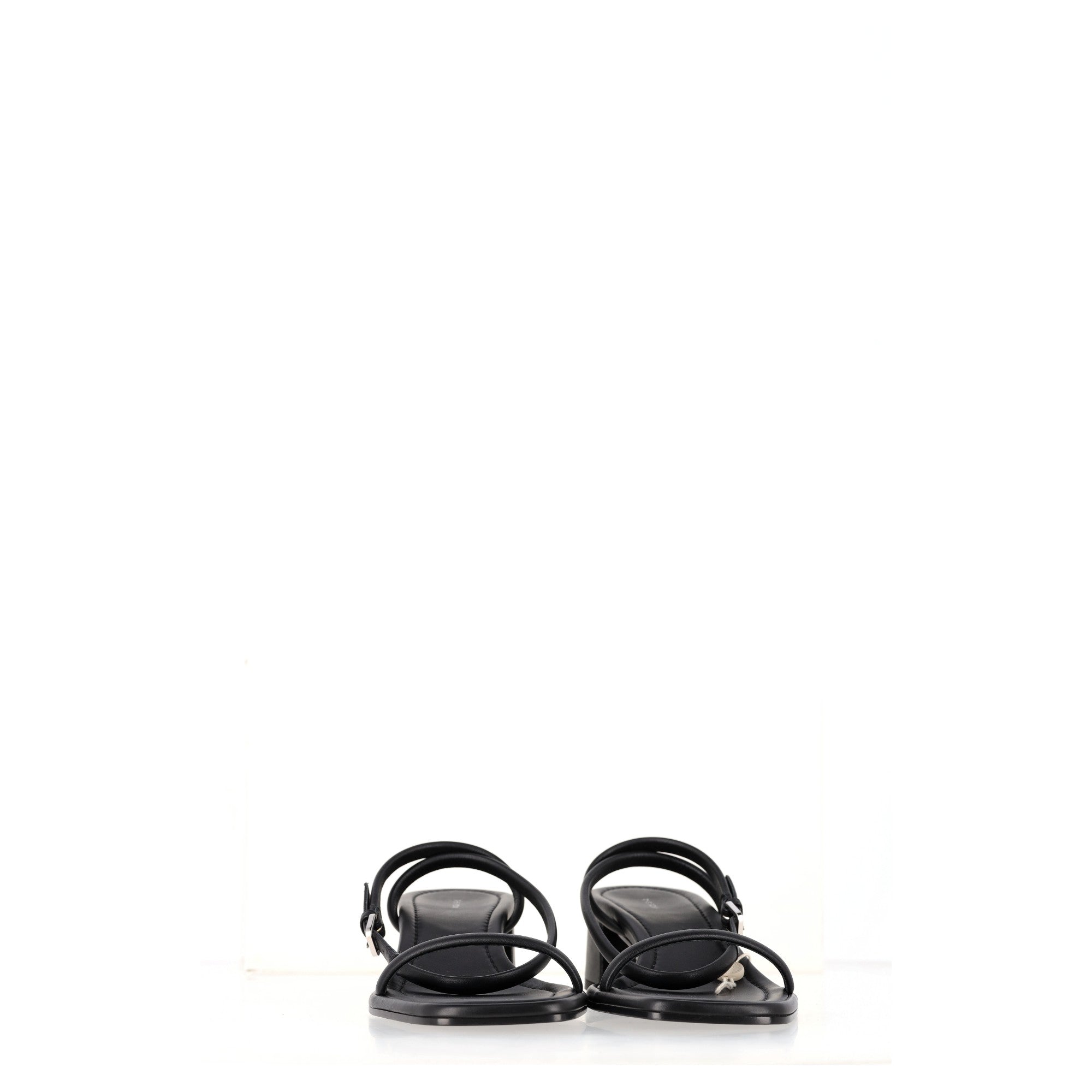 The Row Kate Block-Heel Sandals in Black Leather