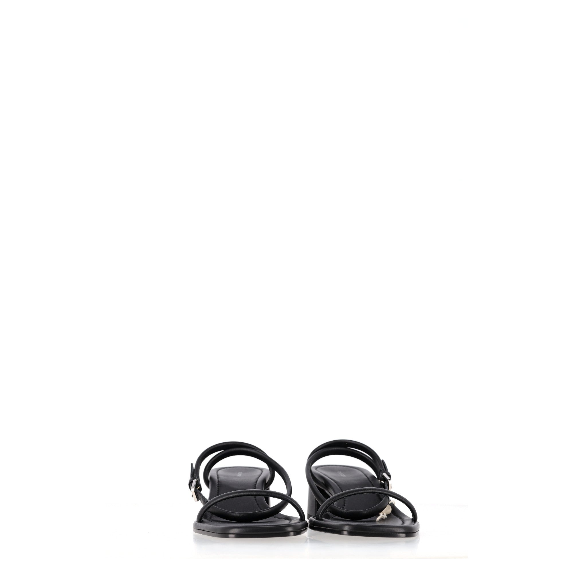 The Row Kate Block-Heel Sandals in Black Leather
