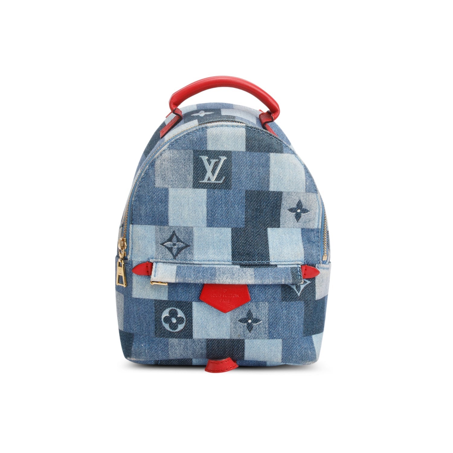 Louis Vuitton Blue Damier Denim Palm Springs Mini Backpack