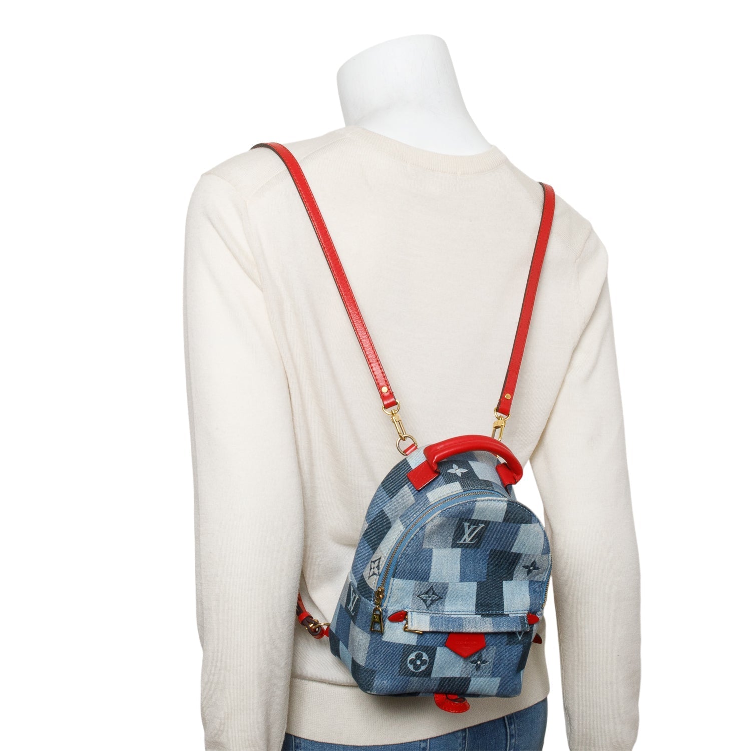 Louis Vuitton Blue Damier Denim Palm Springs Mini Backpack