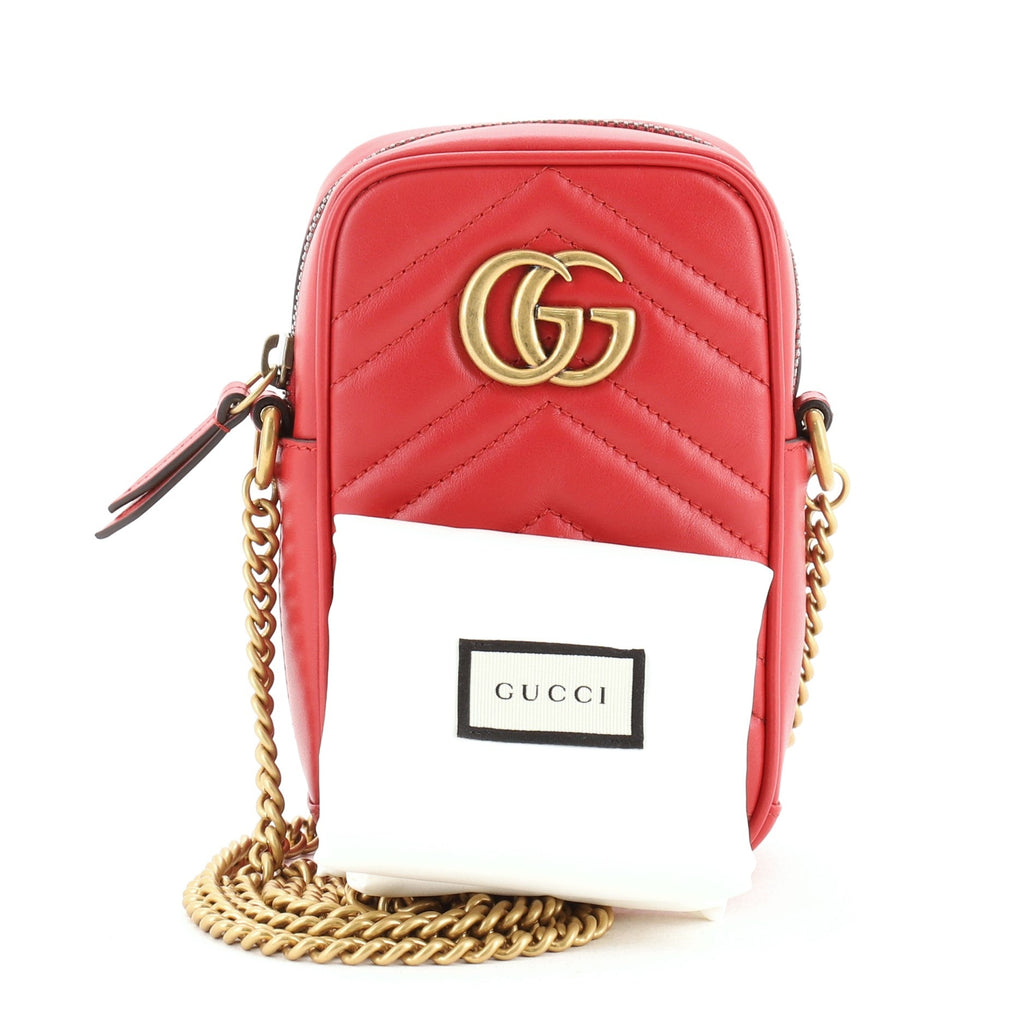 GG Marmont Vertical Phone Crossbody Bag Matelasse Leather Mini
