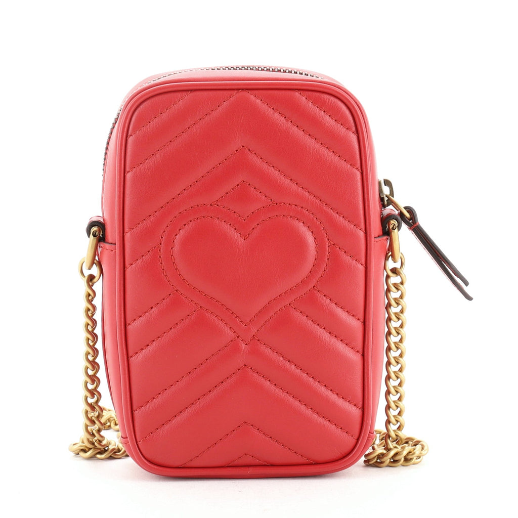 GG Marmont Vertical Phone Crossbody Bag Matelasse Leather Mini