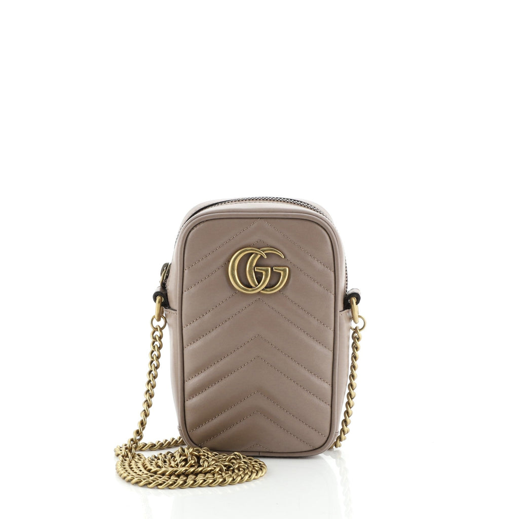 GG Marmont Vertical Phone Crossbody Bag Matelasse Leather Mini