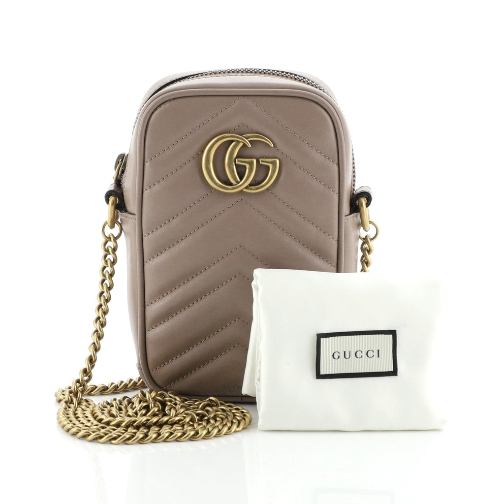 GG Marmont Vertical Phone Crossbody Bag Matelasse Leather Mini