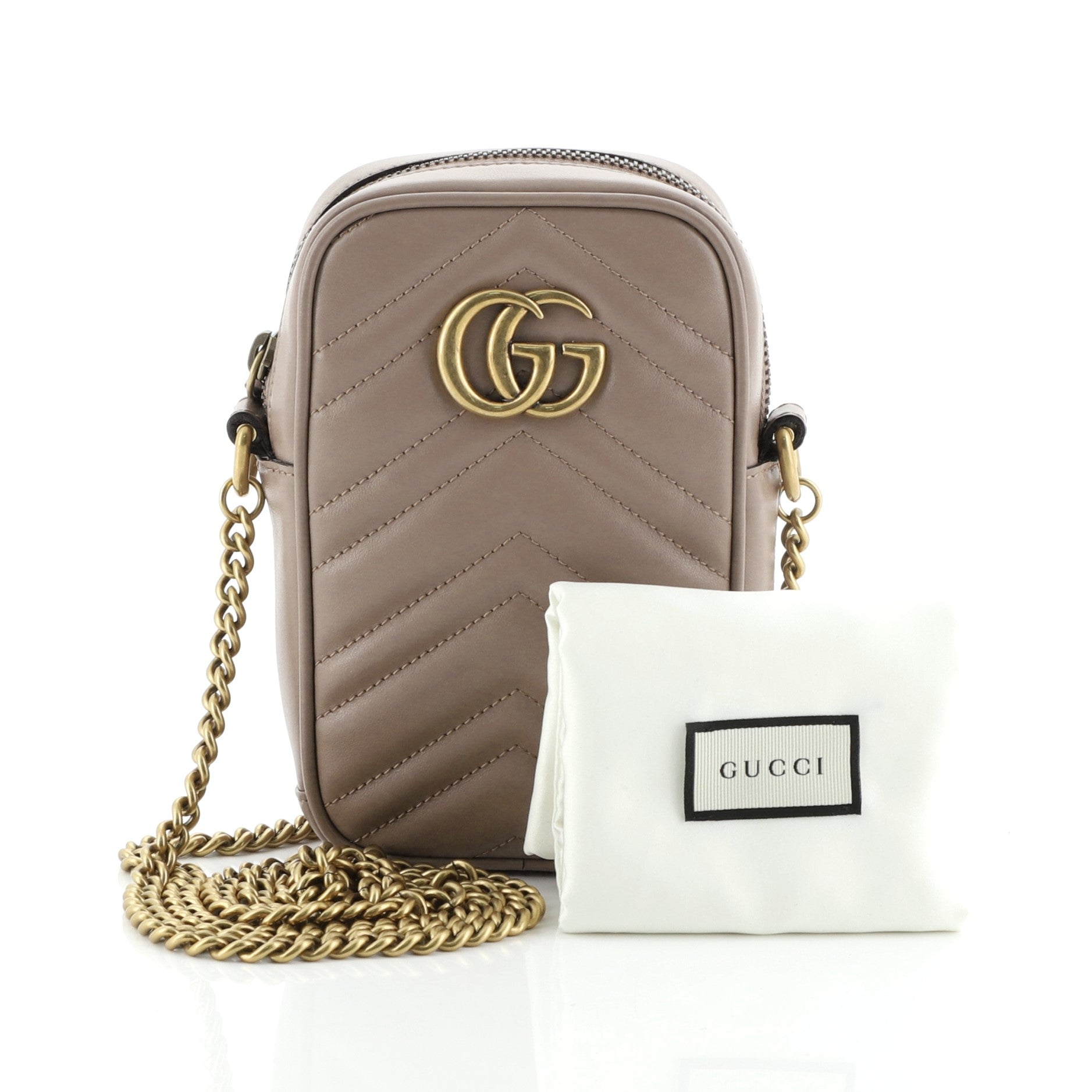 GG Marmont Vertical Phone Crossbody Bag Matelasse Leather Mini